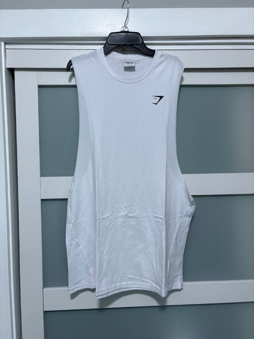 Gymshark White Muscle Cutout side Men's Workout Shirt Tee sz L NEW